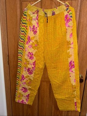Yellow Floral-Print Boho pants